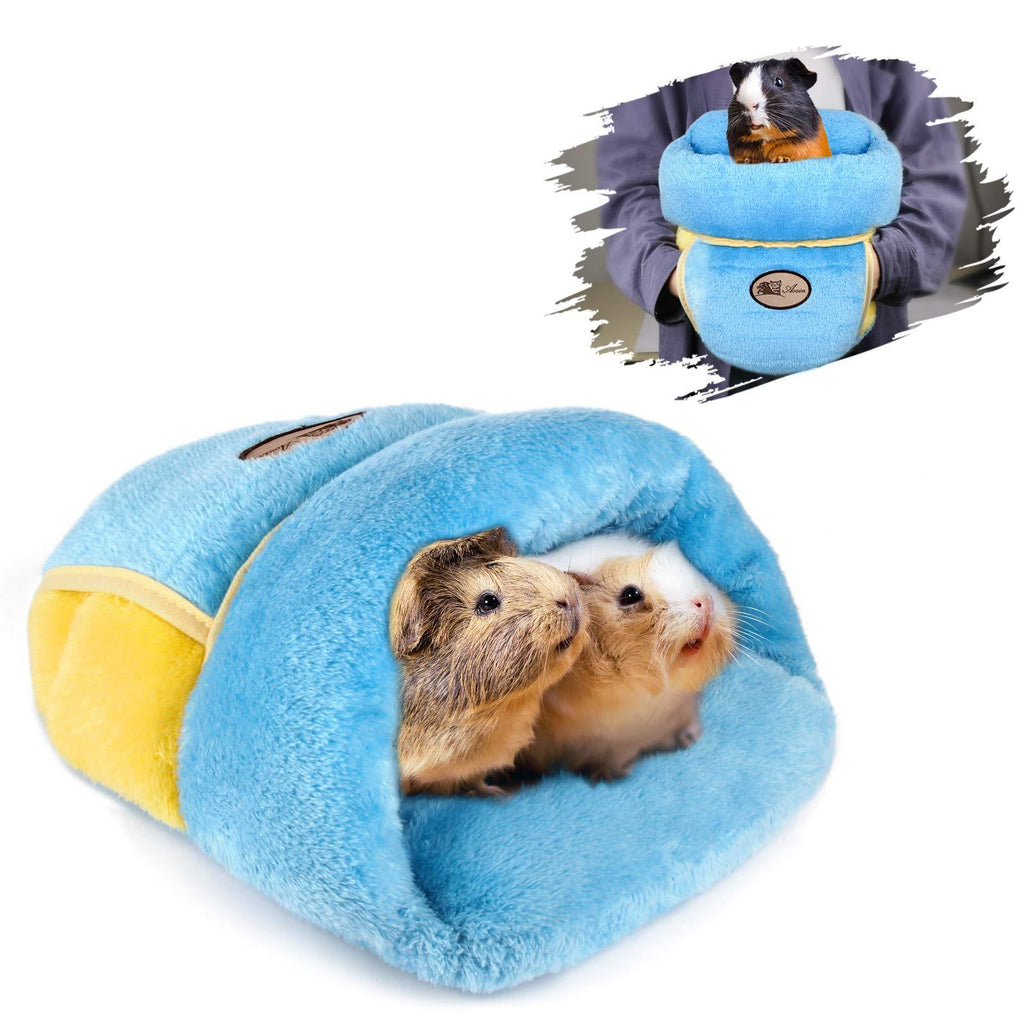 YUEPET Guinea Pig Bed Cuddle Cave Warm Fleece Cozy House Bedding Sleeping Cushion Cage Nest for Small Animal Squirrel Chinchilla Rabbit Hedgehog Cage Accessories Blue - PawsPlanet Australia
