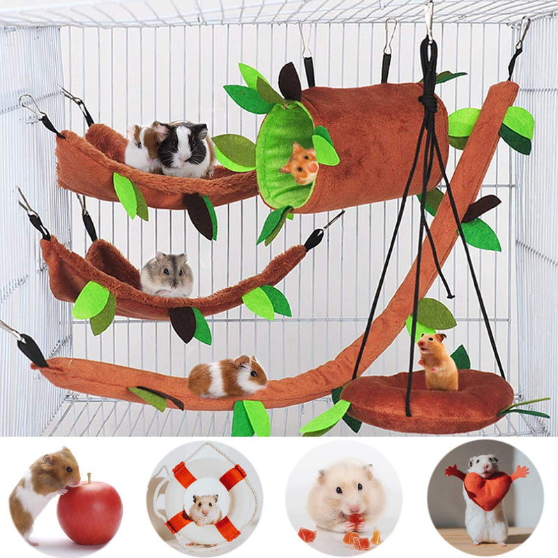 5 Pack Warm Hamster Cage Guinea Pig Cage Accessories, Ferret Cage Toys Hammock Hamster Bed Rat Hammock, Hamster Tunnels and Swing, for Squirrel Hamster Playing Sleeping Cage Nest Accessories - PawsPlanet Australia