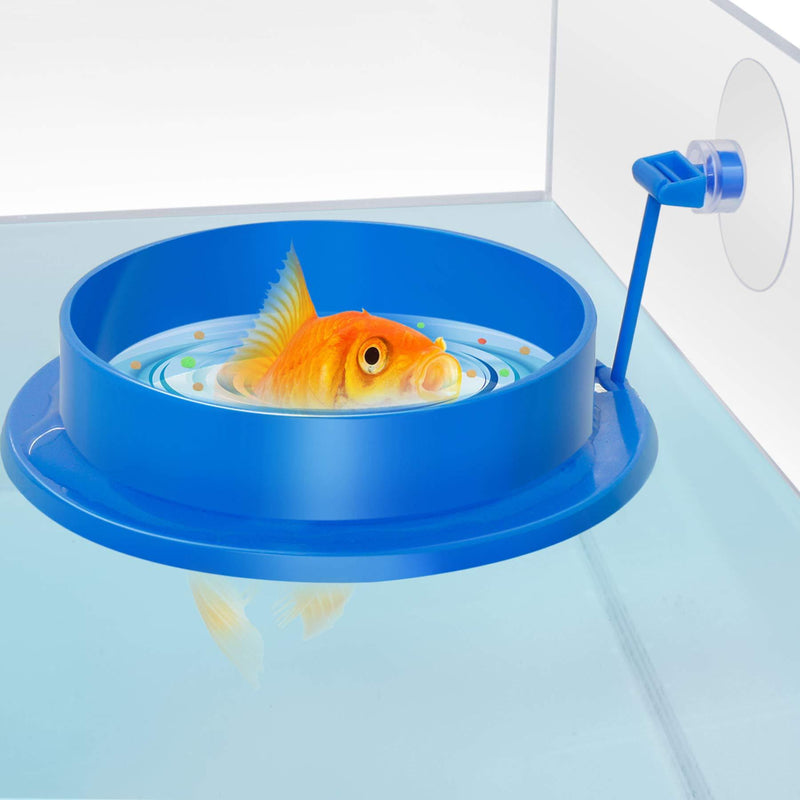 Fischuel Aquarium Feeding Ring Floating Rings Food Feeder Feeding Trough with Suction Cup for Fish Feeder，Round Shape Round Shape-Blue - PawsPlanet Australia