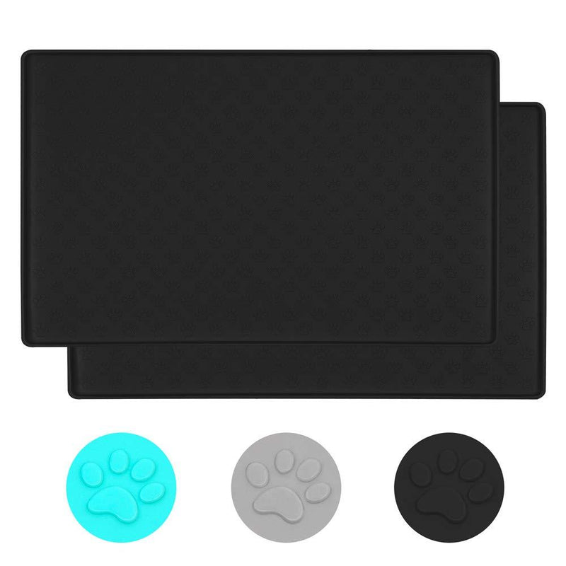 TORASO 2 Pack(18"x12") Silicone Waterproof Pet Feeding Mats, Food Mats, Pet Placemat for Dog and Cat, Mat for Prevent Food and Water Overflow, Non Slip, Washable, Easy Clean Black - PawsPlanet Australia