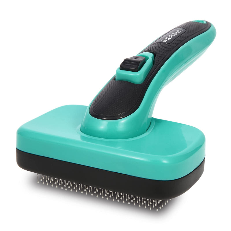Self cleaning Slicker Brush, shedding and grooming tool for pets, remove loose hair, Fur, Undercoat, Mats, Tangled Hair, knots for large medium small sensitive long or short hair dogs, cats, rabbit Aqua Green - PawsPlanet Australia