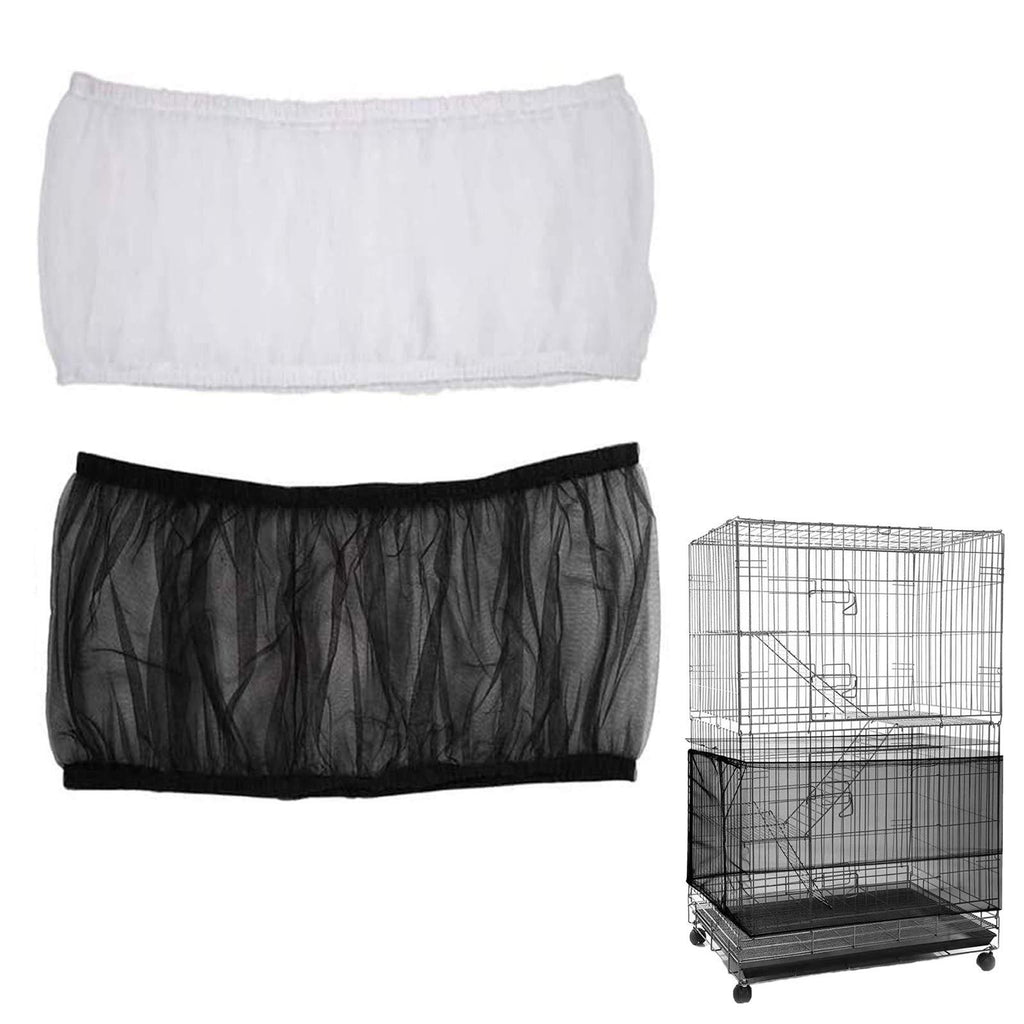 2 Pack Airy Gauze Bird Cage Seed Catcher Seeds Guard Dust-Proof Universal Birdcage Accessories Parrot Nylon Mesh Net Cover Stretchy Shell Skirt Traps Cage Basket Soft (Black + White, L) Black + White Large - PawsPlanet Australia