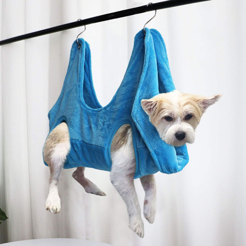 Meideli Dog Hammock for Grooming Hammock with 2pcs Hook Dog Grooming Sling Dog Sling for Nail Clipping Dog Lift Harness for Small Dogs S Blue - PawsPlanet Australia