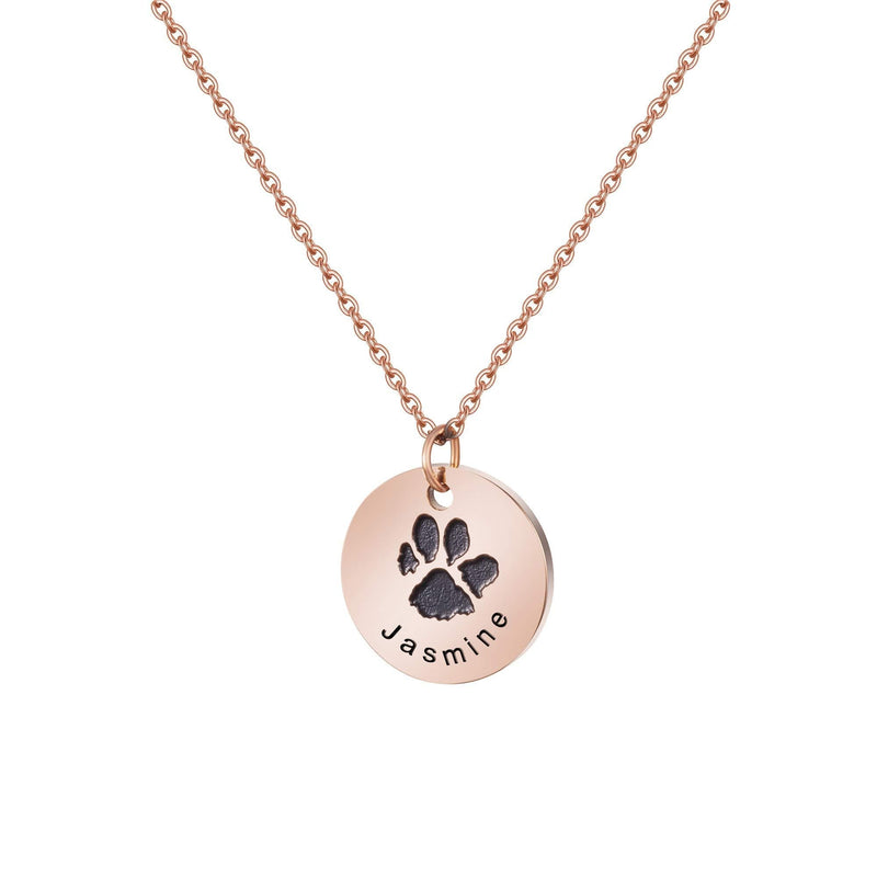 Joycuff Pet Memorial Name Necklace Personalized Rose Gold Dog Pawprint Necklace Sympathy Gifts for a Grieving Pet Owner Remembrance Jewelry for Pet Lovers Jasmine - PawsPlanet Australia