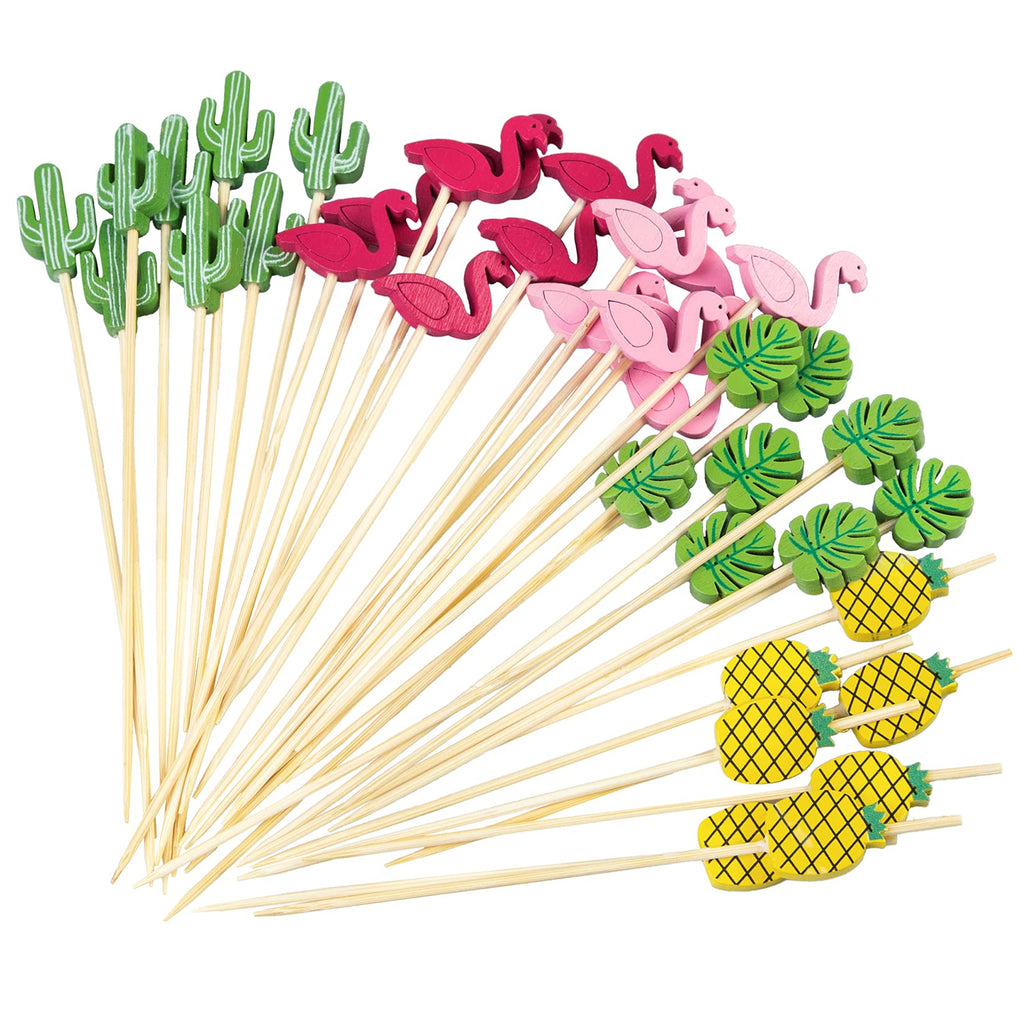 Acerich 200 Pack Cocktail Picks for Drinks, Bamboo Food Picks Toothpick with Flamingo Pineapple Shapes for Flamingo Party Decorations - PawsPlanet Australia