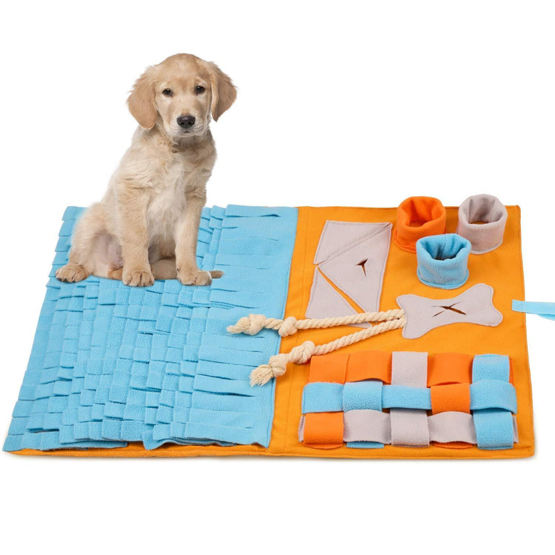 Snuffle Mat for Dogs, Slow Feeding Mat for Foraging Training, Interactive Dog Toy for Stress Release - Dog Puzzle Toys Nosework Training Distracting Training - Dog Food Mat Durable Soft Non-Slip Orange - PawsPlanet Australia