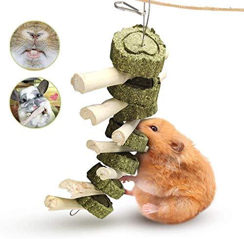 Bunny Chew Toys, Rabbit Toys for Teeth Molar Improve Dental Health 100% Natural Organic Wood Apple Sticks with Grass Balls for Rabbits, Chinchillas, Guinea Pigs, Hamsters, Chewing & Playing (1pcs) 1pcs - PawsPlanet Australia