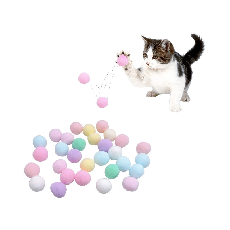 WishLotus Soft Cat Balls 30PCS, 3CM Cat Pompoms Colorful Cat Toys for Indoor Cats to Catch Chase, Plush Scratching DIY Kitten Chew Toys, Interactive Toys for Cats and Kittens - PawsPlanet Australia