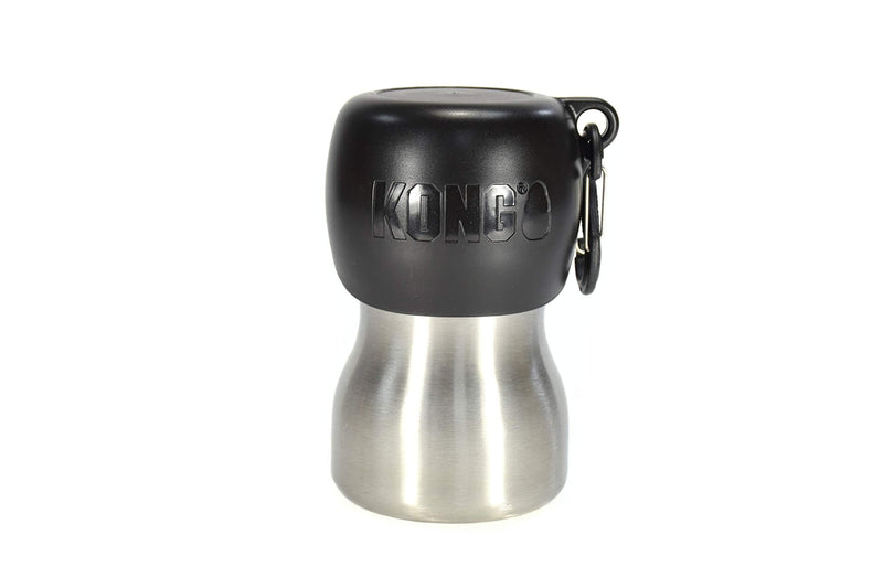 KONG H2O Stainless Steel Dog Water Bottle & Pet Travel Bowl, 9.5 oz Black - PawsPlanet Australia