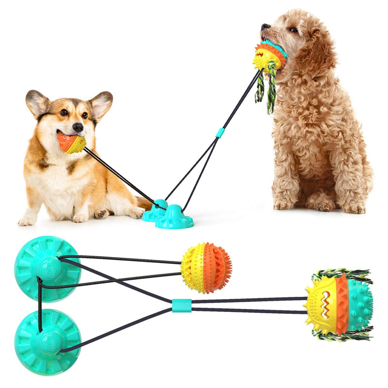 Kuways Dog Toys for Aggressive Chewers ,Tug of War Enhanced Suction Cups Interactive Toys with Ropes and Squeaky Balls for 2 Small or Medium Dogs - PawsPlanet Australia