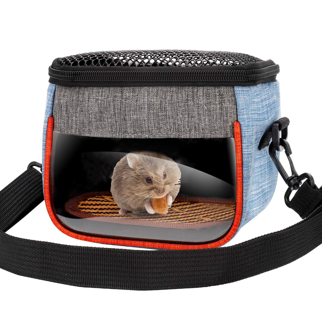 Hamster Carrier Bag - Cute Travel Sling for Small Pets, Mice, Rats, Flying Squirrel, Sugar Glider, Gecko,Canary - Transport Pouch with Breathable Mesh Top, Back Pocket, Shoulder Straps(S Size) - PawsPlanet Australia