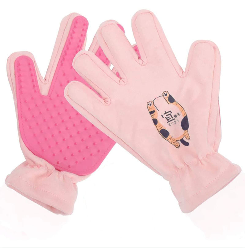XINYAO Pet Grooming Glove, Efficient Pet Hair Remover Mitt,Gentle dusting Brush Gloves,Size Fit All Works for Dogs,Horses,Cats and Other Animals (1-Pair) Pink - PawsPlanet Australia