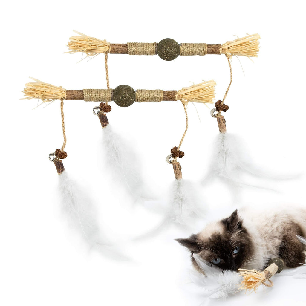 PAZ'S GIFT Cat Toys Catnip Toys Cat Kick Toy Natural Silvervine Catnip Sticks Kitten Teeth Molar Chew Toys, cat Indoor Toys Interactive cat Cleaning Teeth Feather cat chewing stick - PawsPlanet Australia