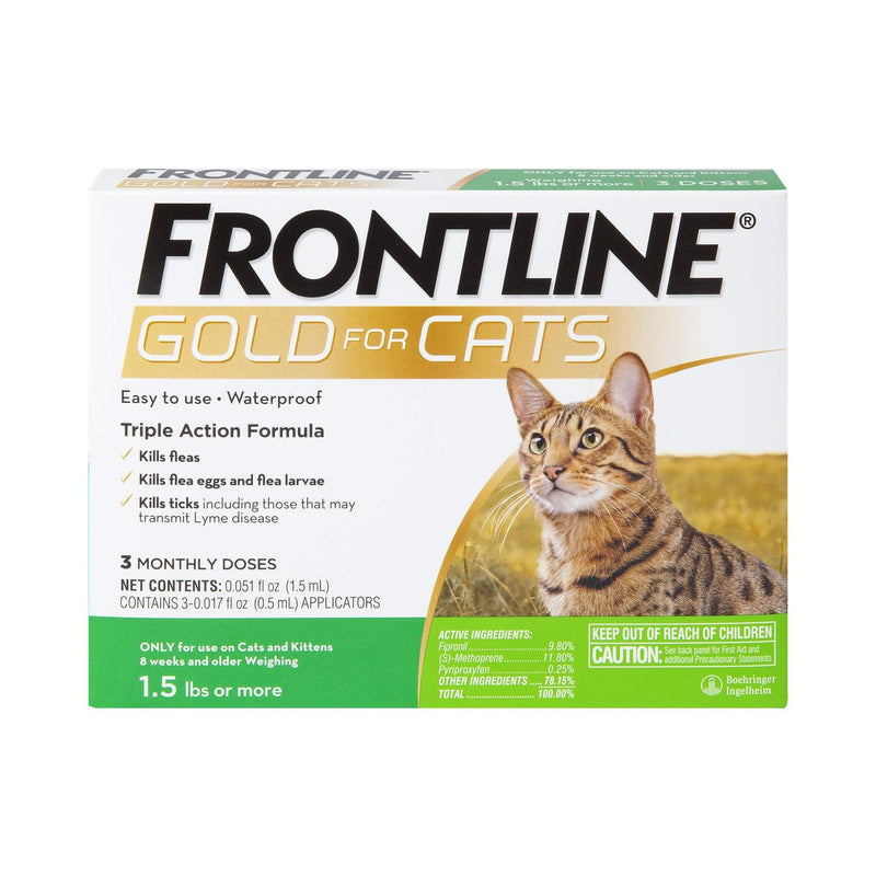 FRONTLINE® Gold for Cats Flea & Tick Spot Treatment 3 count - PawsPlanet Australia