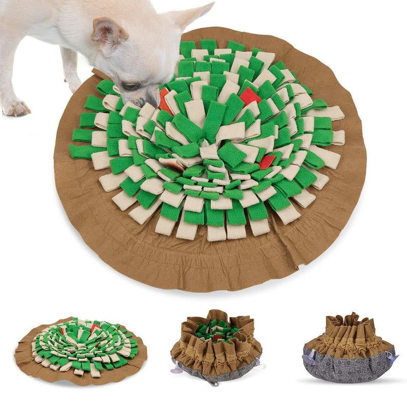 Dog Snuffle Mat, Adjustable Dog Bowl Mat Pet Feeding Mat for Slow Eat Foraging Nosework Training - Interactive Dog Puzzle Toy Stress Release Mental Stimulation Soft Durable Non-Slip Machine Washable Green - PawsPlanet Australia