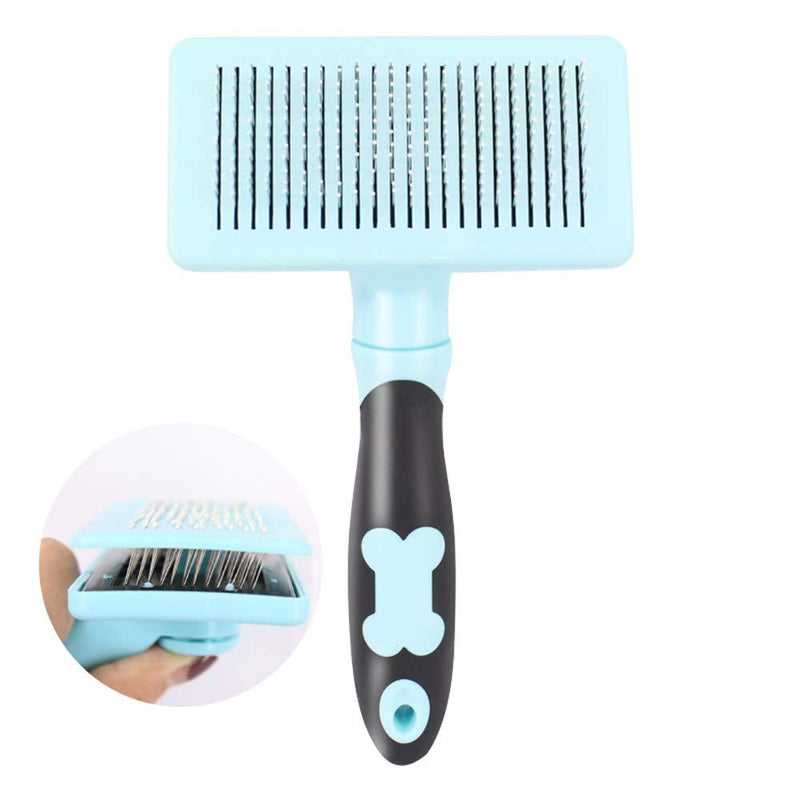 Cat Brush for Shedding and Grooming, Dog Grooming Brush for Shedding Short Hair Self Cleaning Brush for Detangling Hair Removing Matted Fur Combing Undercoats & Dog Massage Blue - PawsPlanet Australia