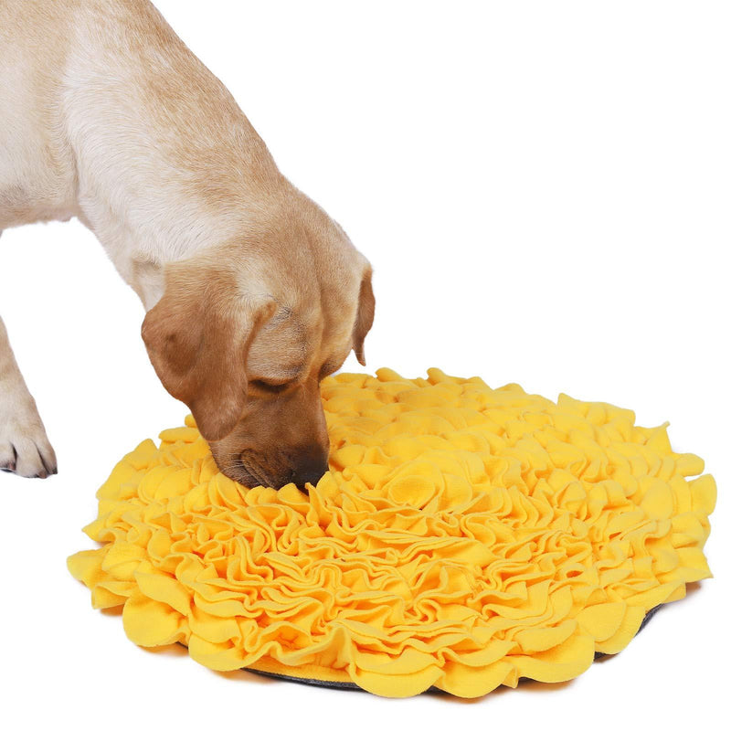 PetFun Snuffle Mat for Dogs Puzzle Treat Dispenser Puppy Interactive Toys for Large Small Dogs Nosework Mat for Pet Treat Puzzle Dog Lick Mat for Dogs Feeding Mat Interactive Snuggle Puppy Toy Yellow - PawsPlanet Australia