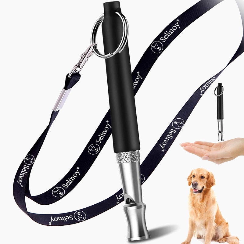 Selinoy Dog Whistle, Adjustable Pitch for Stop Barking Recall Training- Professional Dogs Training Whistles Tool for with Free Black Strap Lanyard - PawsPlanet Australia