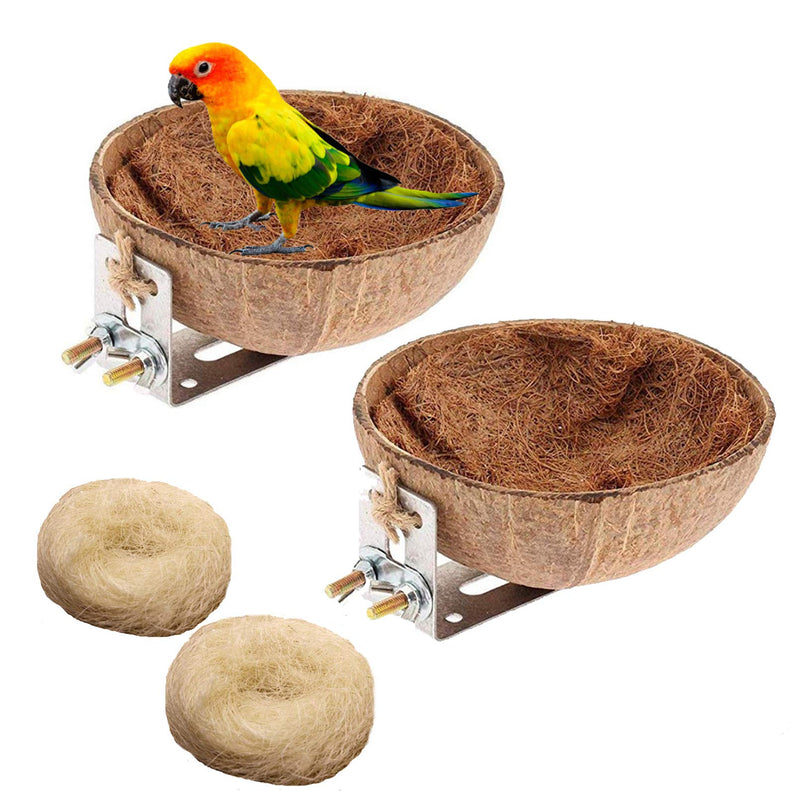 Tfwadmx Bird Nests Natural Coconut Shell Bird Breeding Hatching Nest Parrot Nesting Box Cage Hatch House Hut Cave Parrot Cage Accessories Toys for Budgie Parakeet Cockatiel Parakeet 2PCS - PawsPlanet Australia