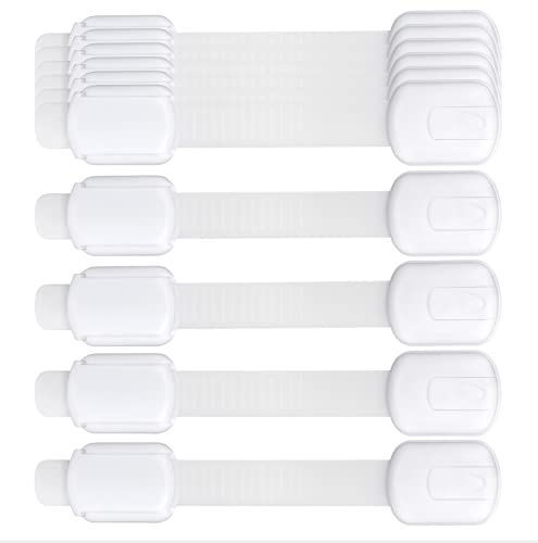 Baby Locks for Cabinets and Drawers, McoMce 10 Pack Baby Cabinet Safety Latches, Adhesive Furniture Latches for Baby Proofing Strap Locks, No Drilling Fridge Lock, Child Cabinet Locks for Applicances - PawsPlanet Australia