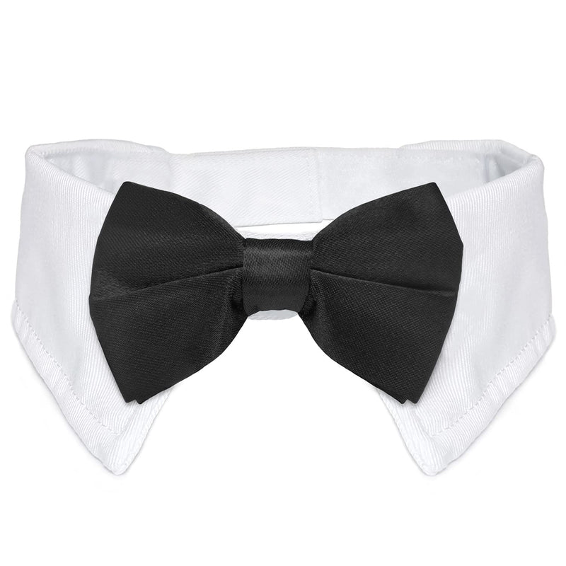 Dog Bow Tie, KOOLMOX Adjustable White Collar with Formal Bow Tie for Pet, Classic Dog Collar Bow Tie for Small Medium Large Dogs Tux Tuxedo Outfits, Wedding Holiday Valentines Costumes Black White 12.6-18 Inch (Pack of 1) - PawsPlanet Australia