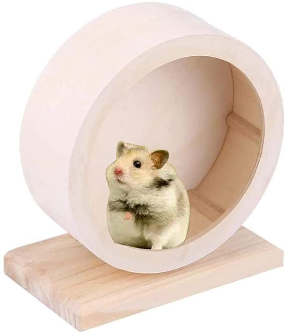 FOUUA Hamster Wheel, Diameter-5.9Inches Wood Hamster Exercise Wheel, Small Animals Silent Wheel Playing Toy for Rat Gerbil Mice Chinchillas Hedgehogs Guinea Pigs - PawsPlanet Australia