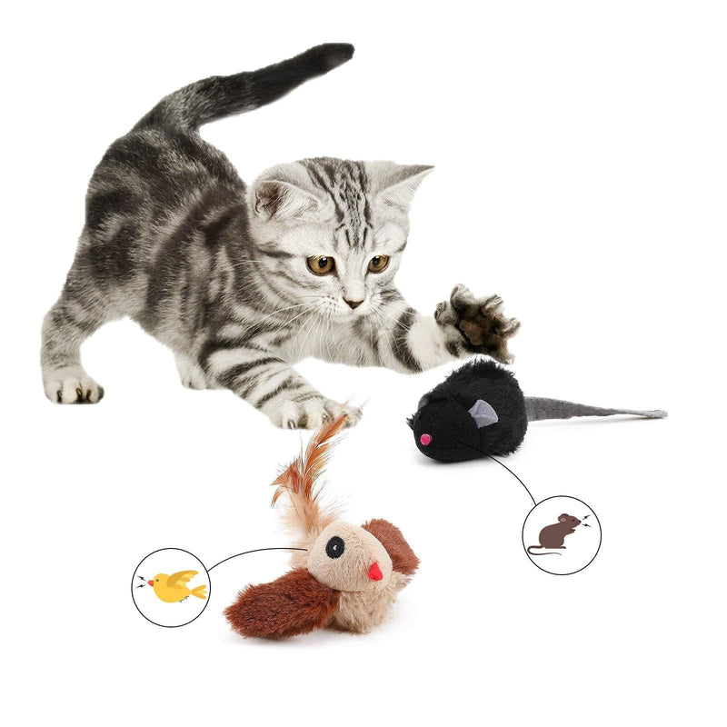 PAKESI Cat Toy, Interactive Cat Toys for Indoor Cats, Simulated Animal Sounds, Plush Cat Toys Birds-2Pack - PawsPlanet Australia