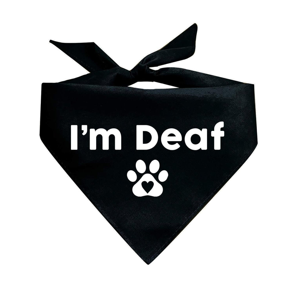 Tees & Tails I'm Deaf Triangle Dog Bandana (Assorted Colors) X-Small Black - PawsPlanet Australia