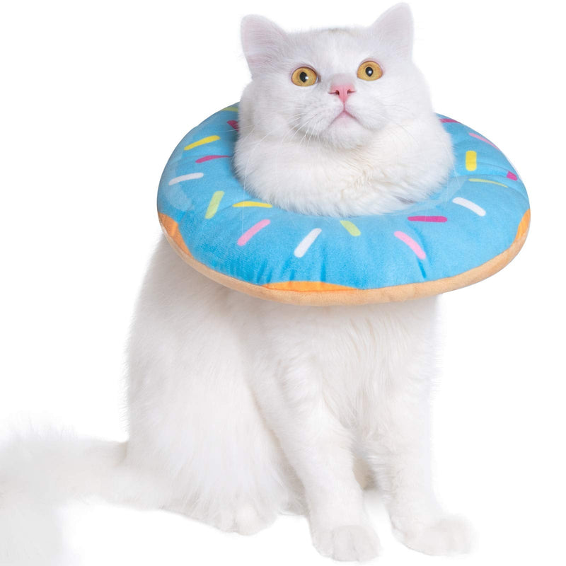Woiworco Adjustable Cat Recovery Collar, Cute Cat Donut Collar, Soft Cone Collars for Cat, Wound Healing Protective Cone After Surgery Elizabethan Collars for Kitten Pets Small Blue - PawsPlanet Australia