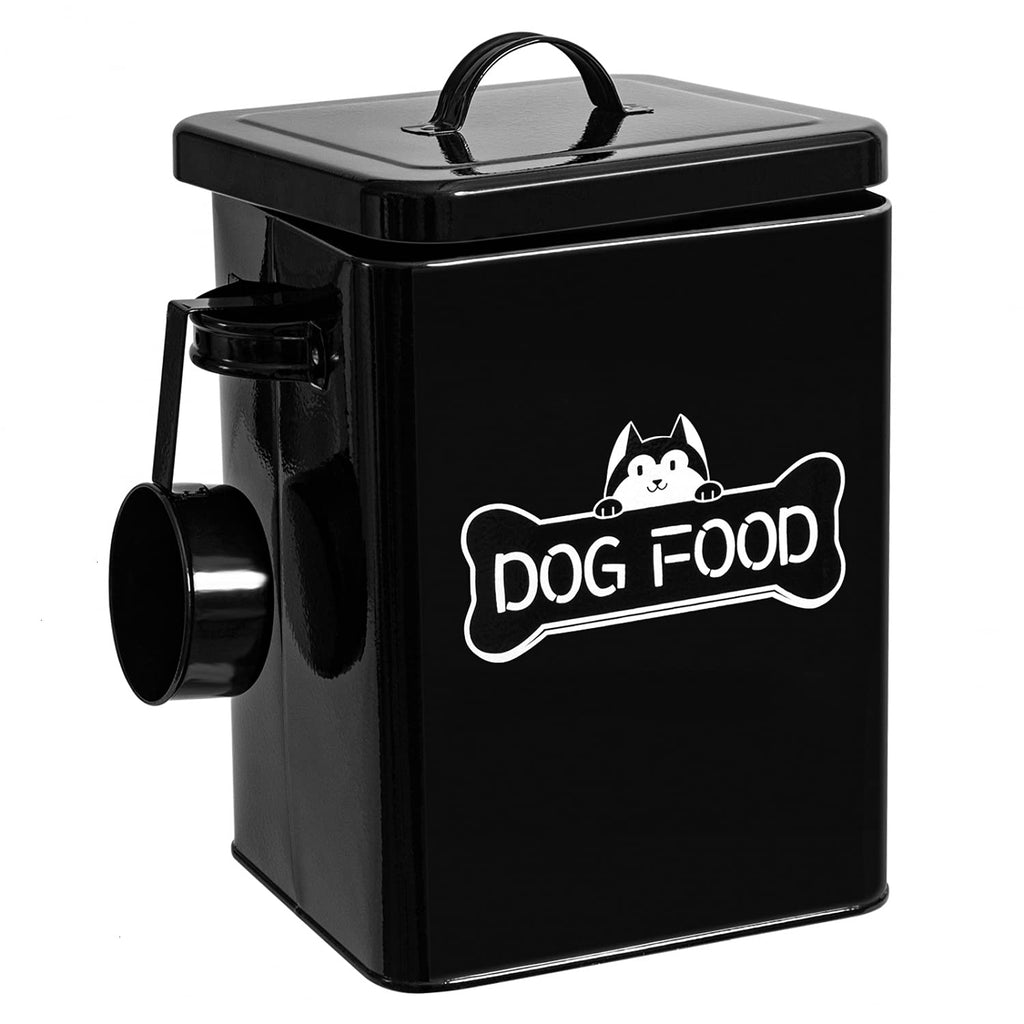 Vumdua Cat and Dog Food Storage Container with Serving Scoop - Airtight Pet Food Storage with Lid, Farmhouse Dog Treat Container, Great Gift for Dog Owners, Black - PawsPlanet Australia