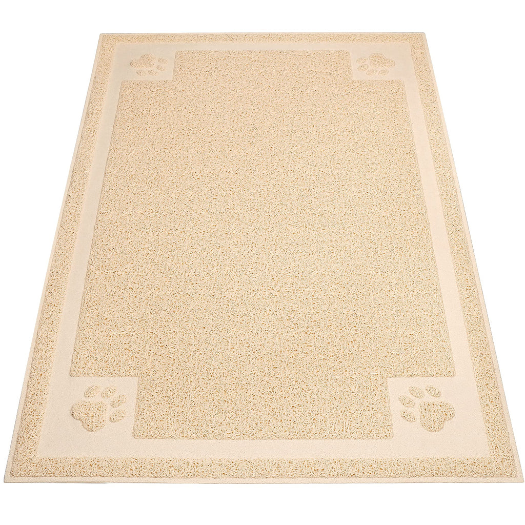 UPSKY Large Cat Litter Mat Trapper 35.5"×23.5" Traps Litter from Box and Paws Scatter Control for Litter Box Soft on Sensitive Kitty Paws Easy to Clean Durable beige - PawsPlanet Australia