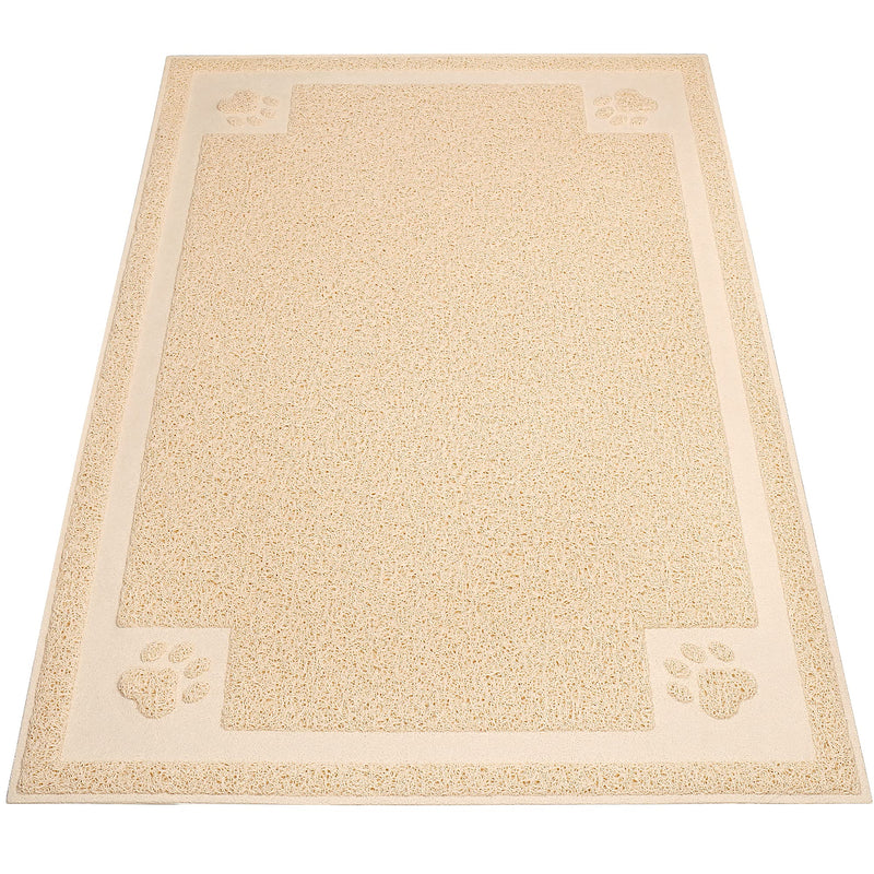 UPSKY Large Cat Litter Mat Trapper 35.5"×23.5" Traps Litter from Box and Paws Scatter Control for Litter Box Soft on Sensitive Kitty Paws Easy to Clean Durable beige - PawsPlanet Australia