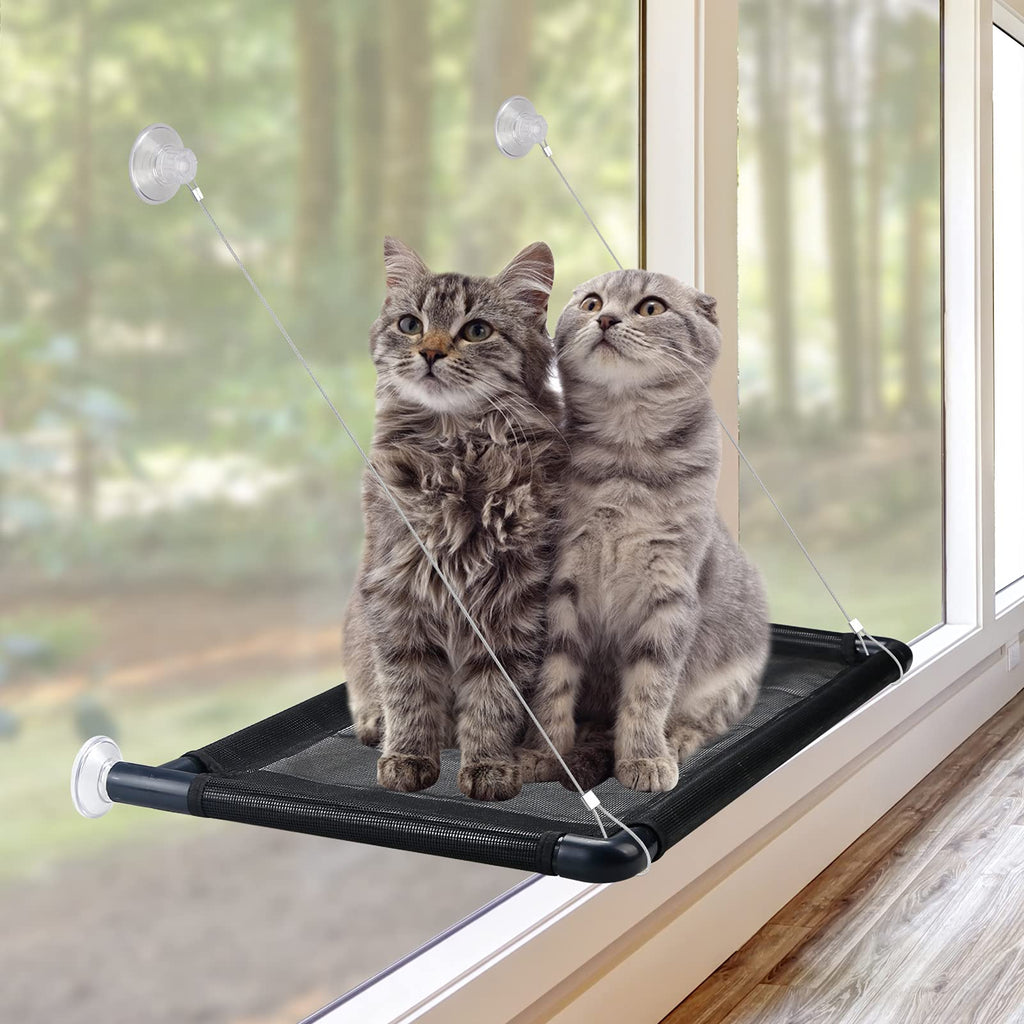 SFENNGPET Cat Window Perch, Cat Hammock Window Seat w/ 2021 Latest Screw Suction Cups Cat Bed Space Saving Extra Large and Sturdy Holds Up to 60LBS All Around 360° Sunbathe Easy to Assemble - PawsPlanet Australia