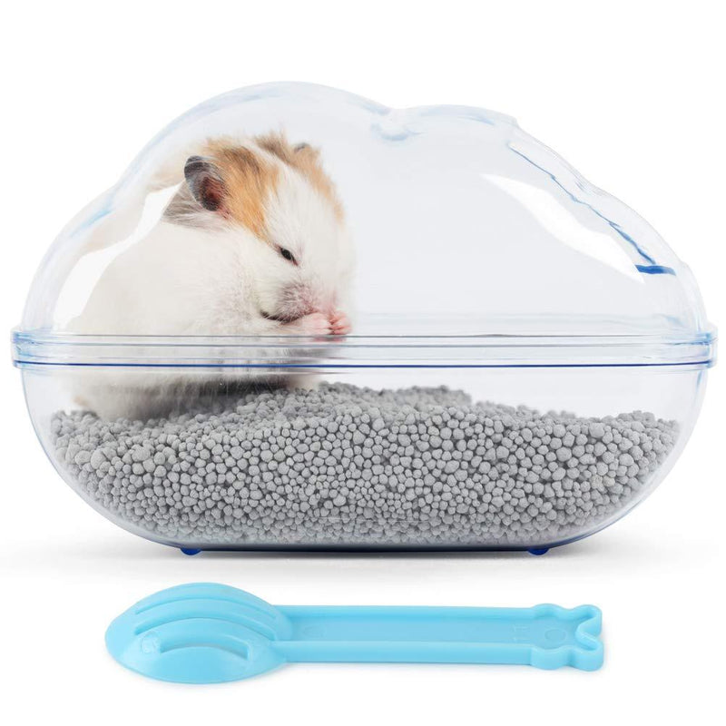 BUCATSTATE Hamster Sand Bath Container Large Transparent Plastic Toilet with Scoop Set for Small Pet Animals Cage Accessories Blue - PawsPlanet Australia