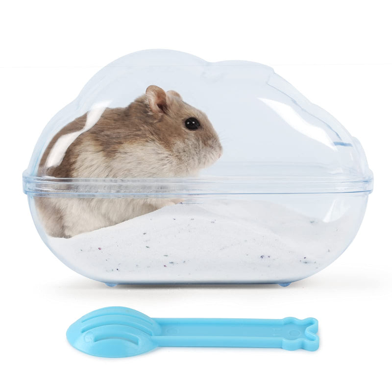 BUCATSTATE Large Hamster Sand Bath Container Transparent Clouds Hamster Bathroom with Scoop Set for Small Pet Animals Cage Accessories Blue Medium - PawsPlanet Australia