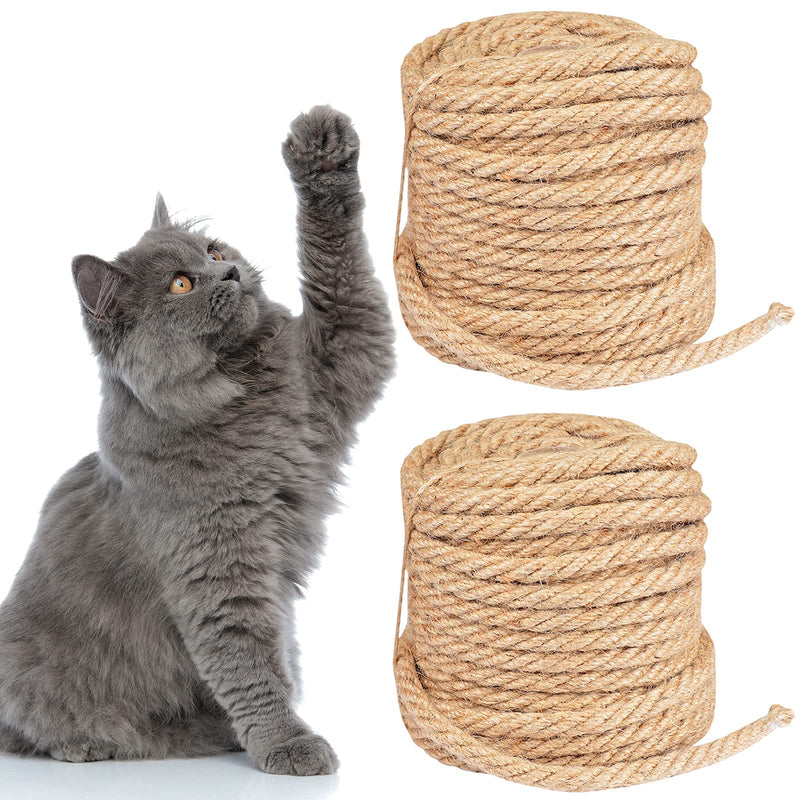 2 Pieces 1/4 Inch Cat Scratching Post Replacement Sisal Rope Cat Scratching Rope for Repairing, Recovering or DIY Scratcher, Playing Flexible Scratching Pad - PawsPlanet Australia