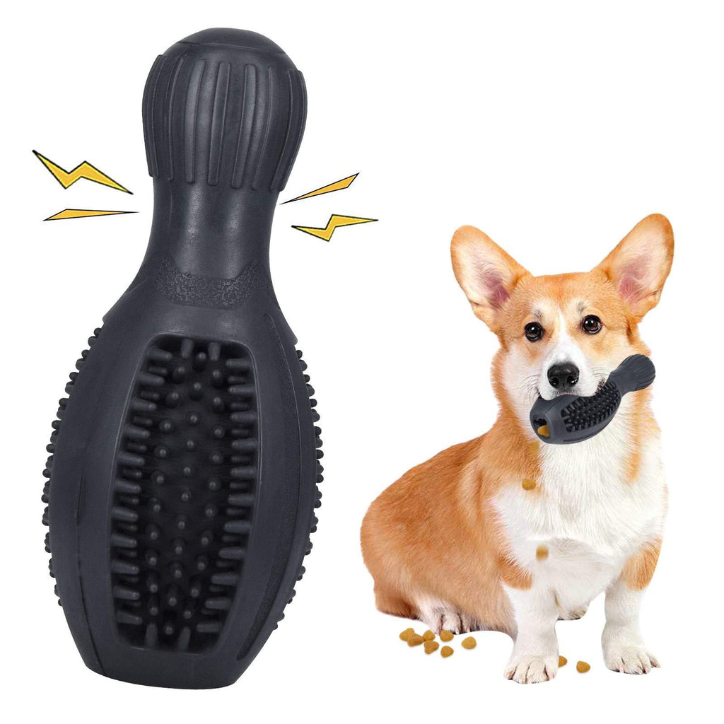 Dog Chew Toy for Aggressive Chewers Dog Tough Toys Squeaky Dog Toys for Medium Small Dogs 3 in 1 Teething Clean Toy Food Dispensing Pet Toy Natural Rubber with Milk Flavor Dog Toys (Black) Black Small Black - PawsPlanet Australia