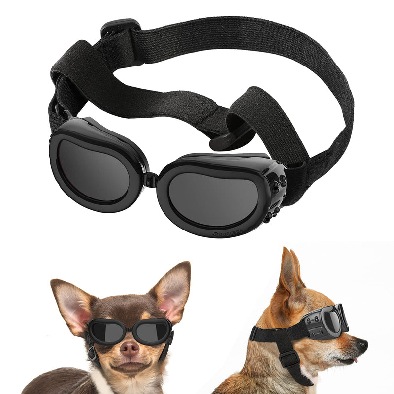 Lewondr Small Dog Sunglasses UV Protection Goggles Eye Wear Protection with Adjustable Strap Waterproof Doggy Sunglasses for Dogs Pet Sun Glasses Doggie Windproof Anti-Fog Glasses Black - PawsPlanet Australia