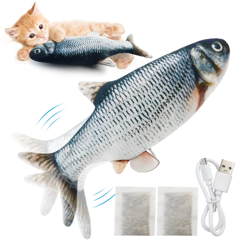 B bangcool Flopping Fish Cat Toy - USB Rechargeable Catnip Toys Moving Cat Kicker Fish Toy Interactive Cat Toys for Indoor Cats - PawsPlanet Australia