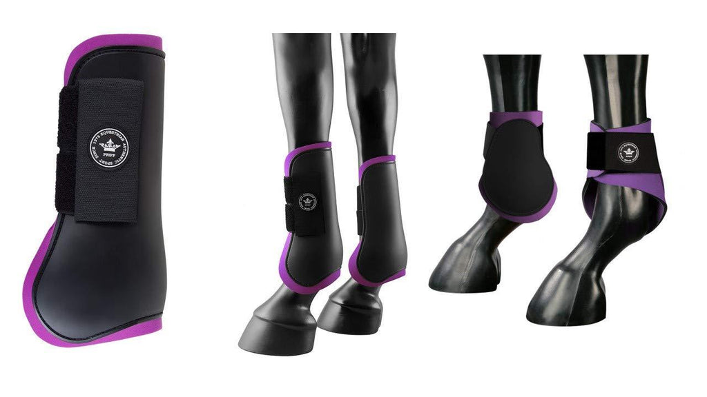 Equipride TENDON FETLOCK BOOTS SETS SHOCK ABSORBENT TWO TONE COLOUR PURPLE/BLACK (Full/Cob) Full/Cob - PawsPlanet Australia