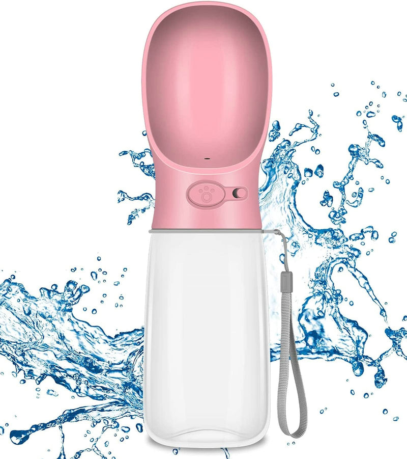 DEYACE Dog Water Bottle Portable Leak Proof Puppy Water Dispenser for Outdoor Walking Hiking Travel, 12OZ-19OZ Food Grade Plastic BPA Free Cherry Pink 19oz - PawsPlanet Australia