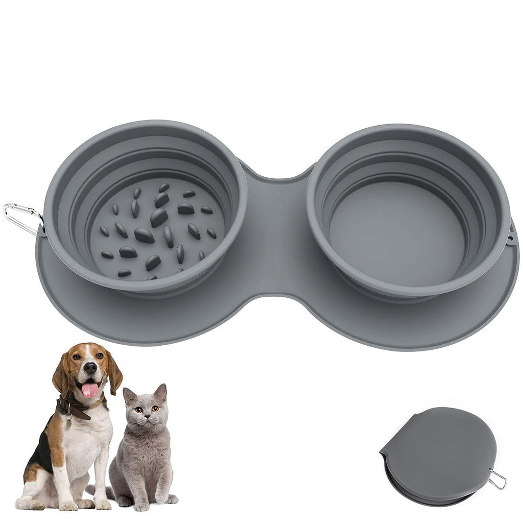 Dog Bowls Pet Travel Bowls Silicone Pet Food&Water Feeder Bowl Portable Foldable Travel Dog Bowls Grey - PawsPlanet Australia