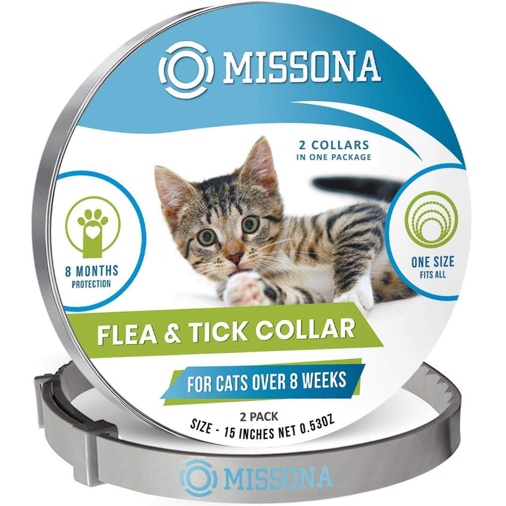 Missona Cat Flеа Collar with Essеntial Оils Adjustable Tiск Collars for Cats Kitten 2 Pack 2 Packs Gray - PawsPlanet Australia