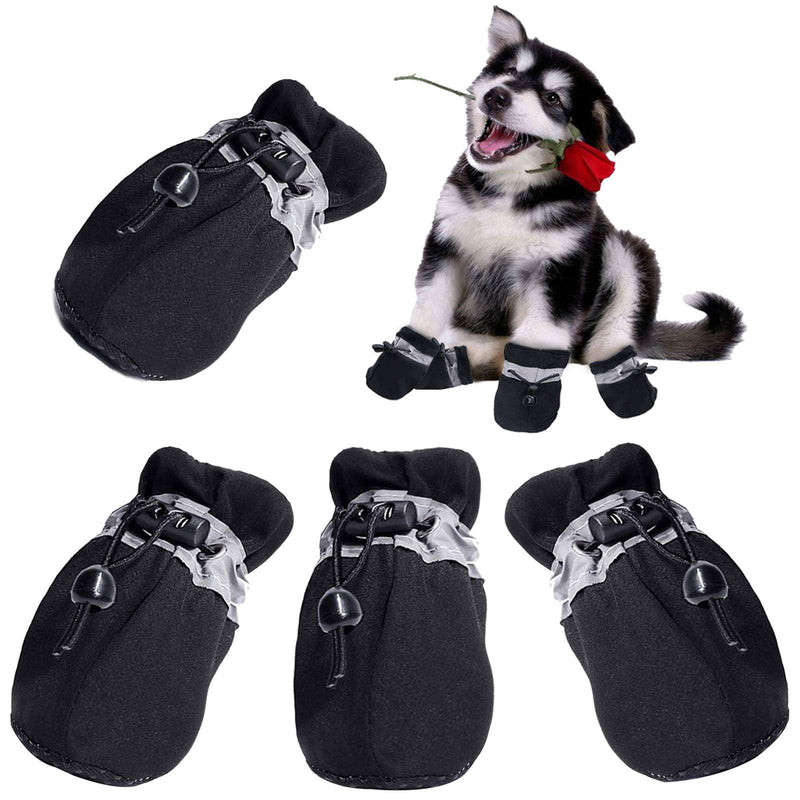 Dog Boots Anti-Slip Dog Shoes, Dog Outdoor Shoes with Adjustable Reflective Straps for Small Medium Large Dogs, Paw Protectors for Hiking, Indoor and Outdoor 4PCS Size 3: 1.77"x1.37"(L*W) Black - PawsPlanet Australia