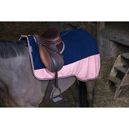 Equipride EQUITHÈME EXERCISE RUG RIDE ON HORSE RUG POLAR FLEECE (125 cm, Navy/Rose Pink) 125 cm - PawsPlanet Australia