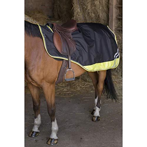 Equipride EQUITHÈME REFLECTIVE EXERCISE RUG RIDE ON HORSE RUG 600D RIP-STOP BLACK/YELLOW (125 cm) 125 cm - PawsPlanet Australia