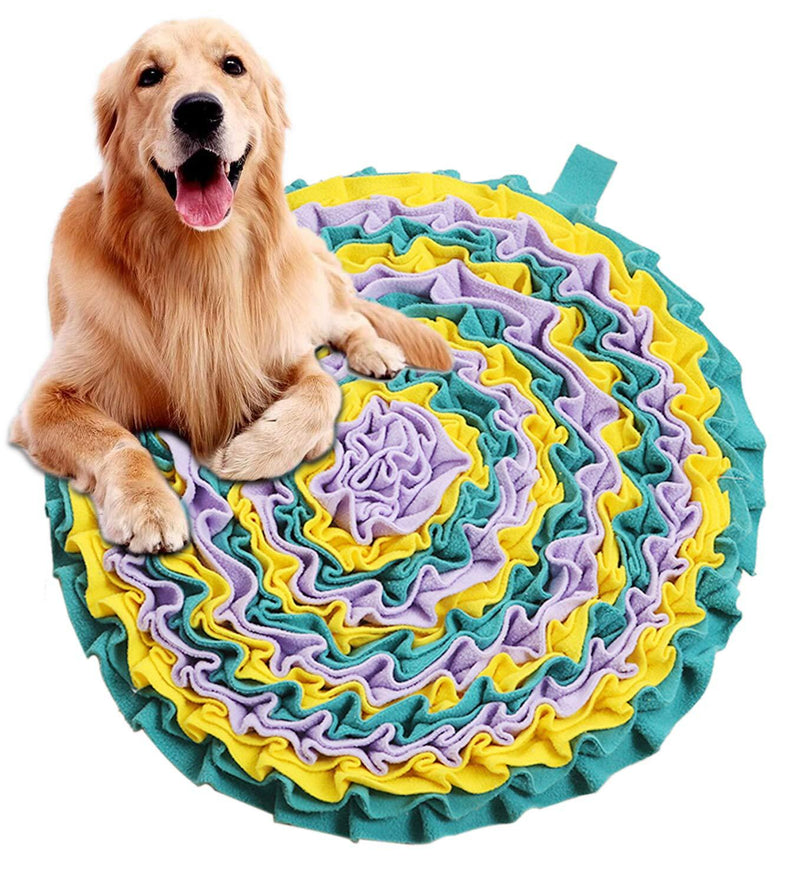 Snuffle Mat for Dogs, Dog Feeding Mat, Durable Interactive Dog Toys Encourages Natural Foraging Skills, Treat Dispenser Stress Relief round - PawsPlanet Australia