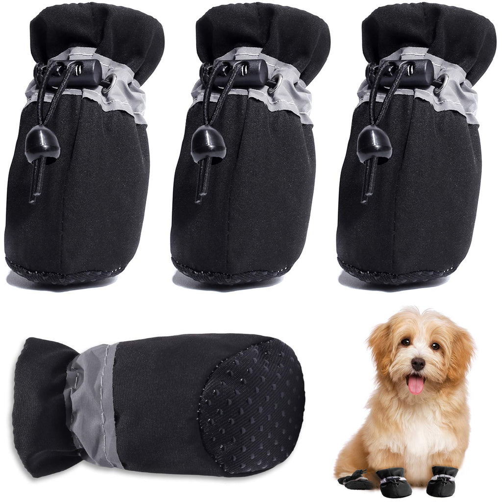 HOOLAVA Dog Shoes, Dog Boots Paw Protector with Reflective Straps, Non Slip Dog Booties for Small Medium Large Dogs and Puppies Size 3: 1.77"x1.37"(L*W) Black - PawsPlanet Australia