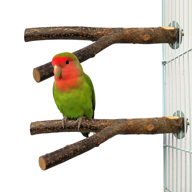 FEOOWV 2Pcs 7.8" Bird Perches, Natural Wood Bird Branches and Stand for Bird Cage Accessories,Suitable for Small and Medium Birds - PawsPlanet Australia