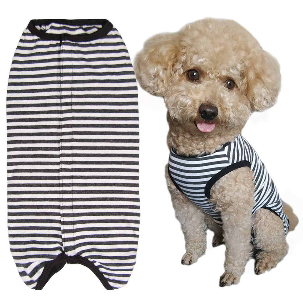 Kukaster Pet Dog’s Recovery Suit Post Surgery Shirt for Puppy, Wound Protective Clothes for Little Animals XX-Small black white stripe - PawsPlanet Australia